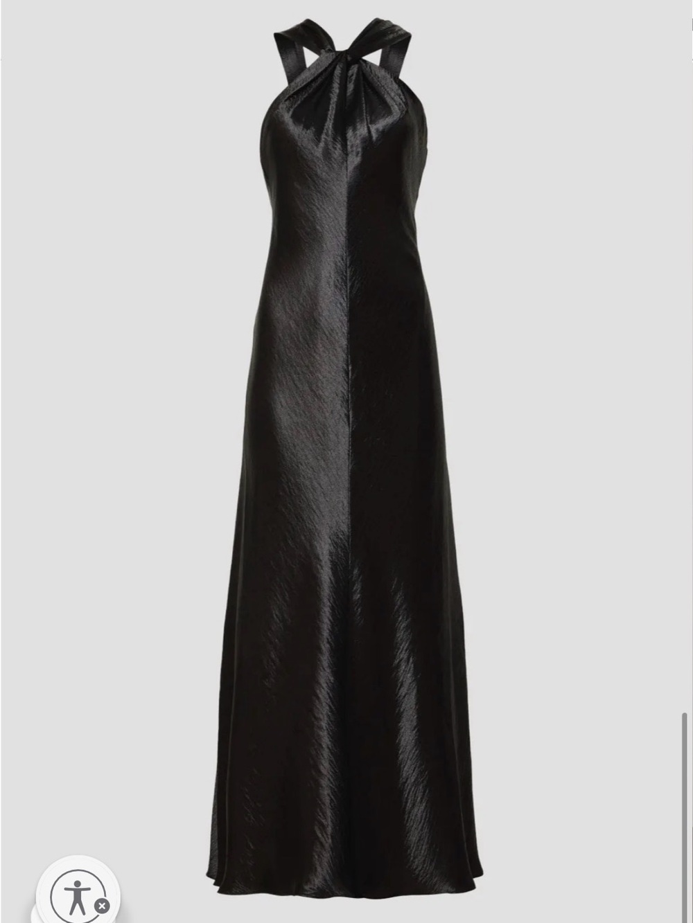 Tanya Taylor Mayanna Dress Black Satin Cross-Halter Maxi